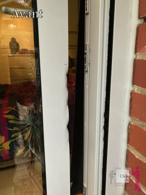 Photos détaillées de nos réparations de portes et fenêtre après cambriolage, tempête, casse,...
